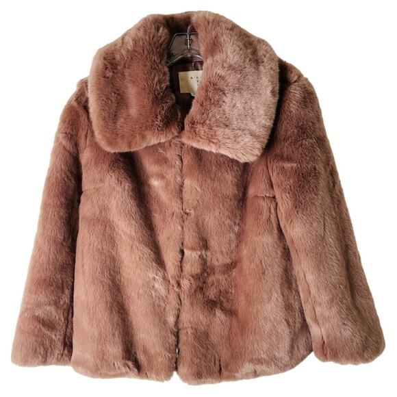 a new day Jackets & Blazers - A New Day pink faux fur big collar cropped coat jacket XS